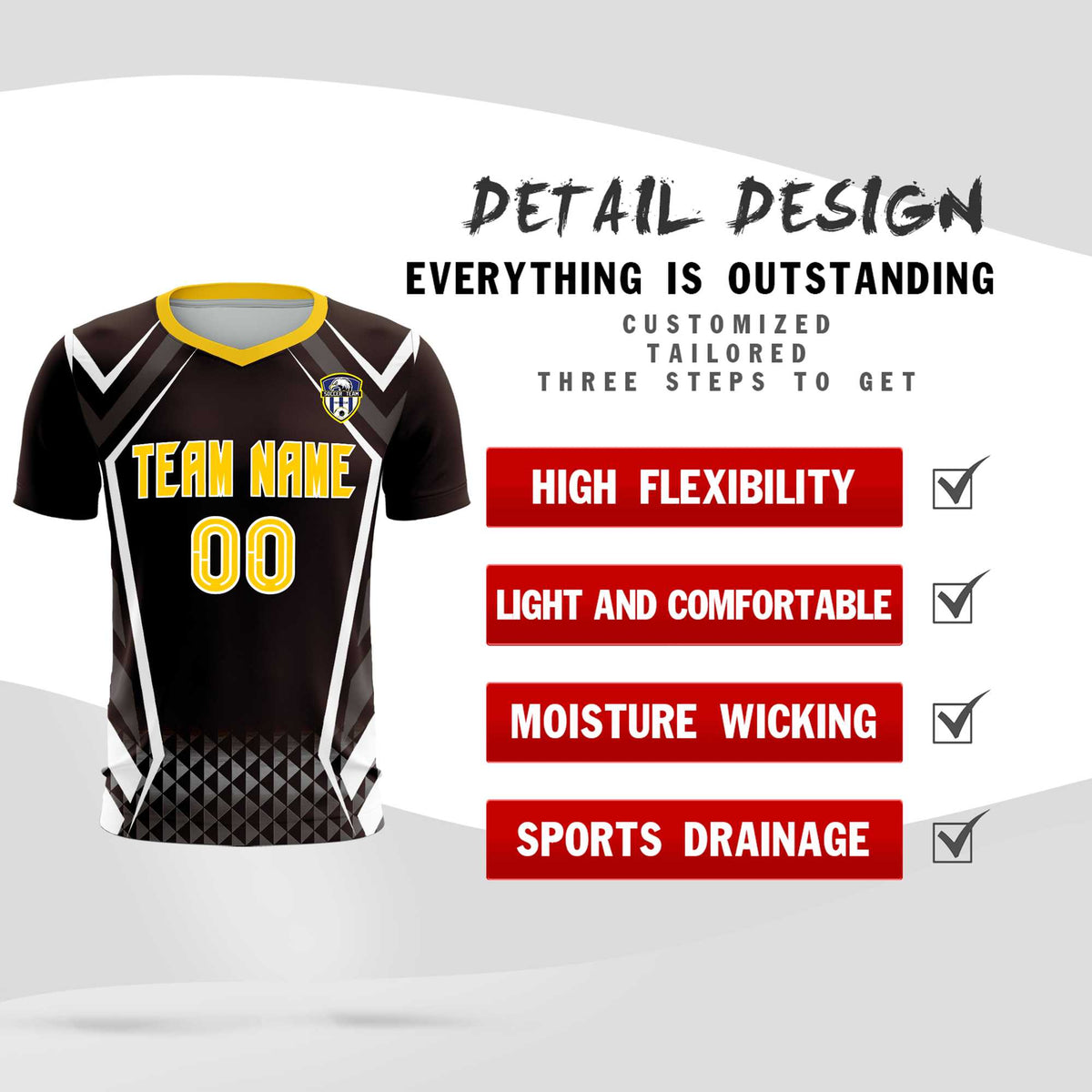 Custom Brown Abstract Breathable Football Kit Jersey