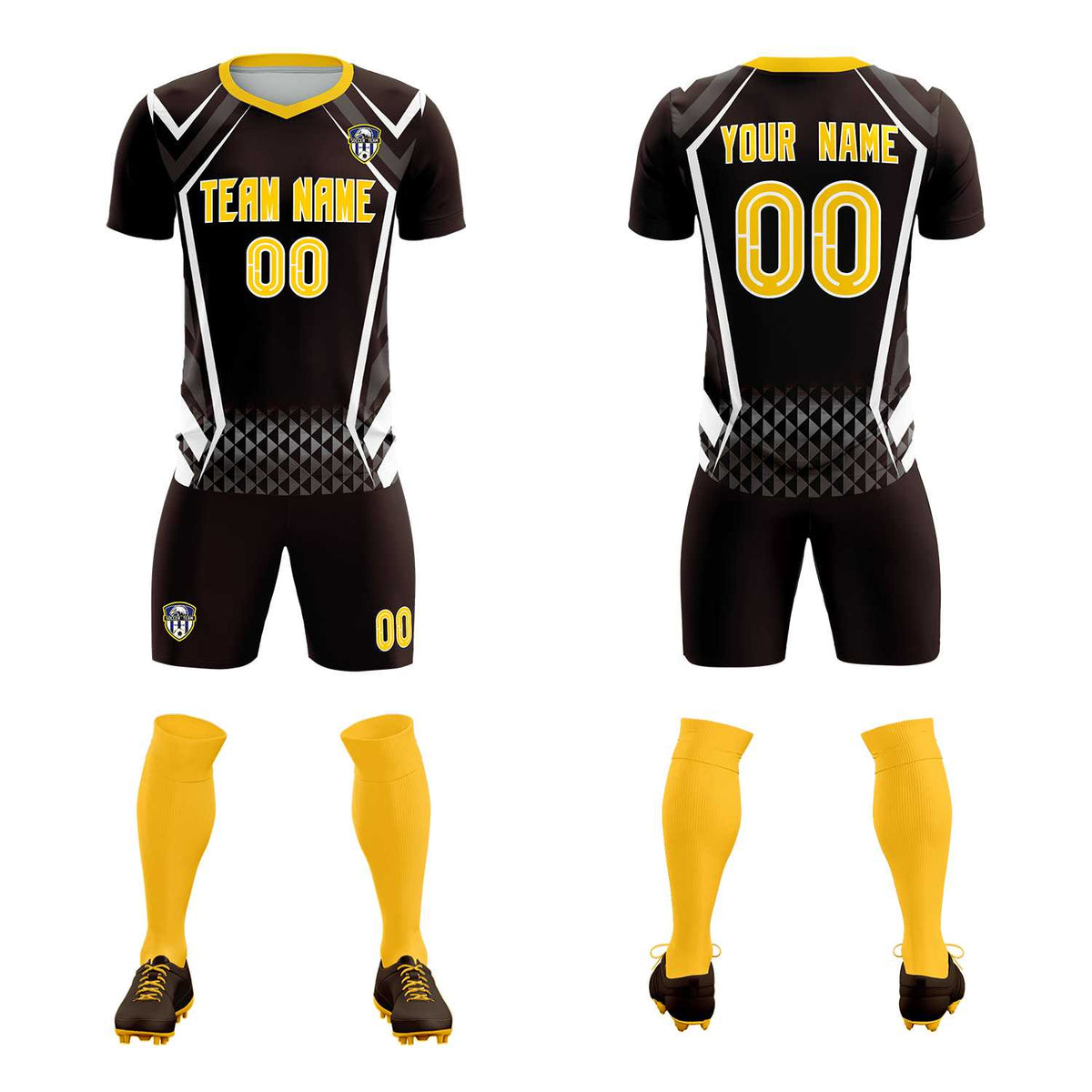 Custom Brown Abstract Breathable Football Kit Jersey