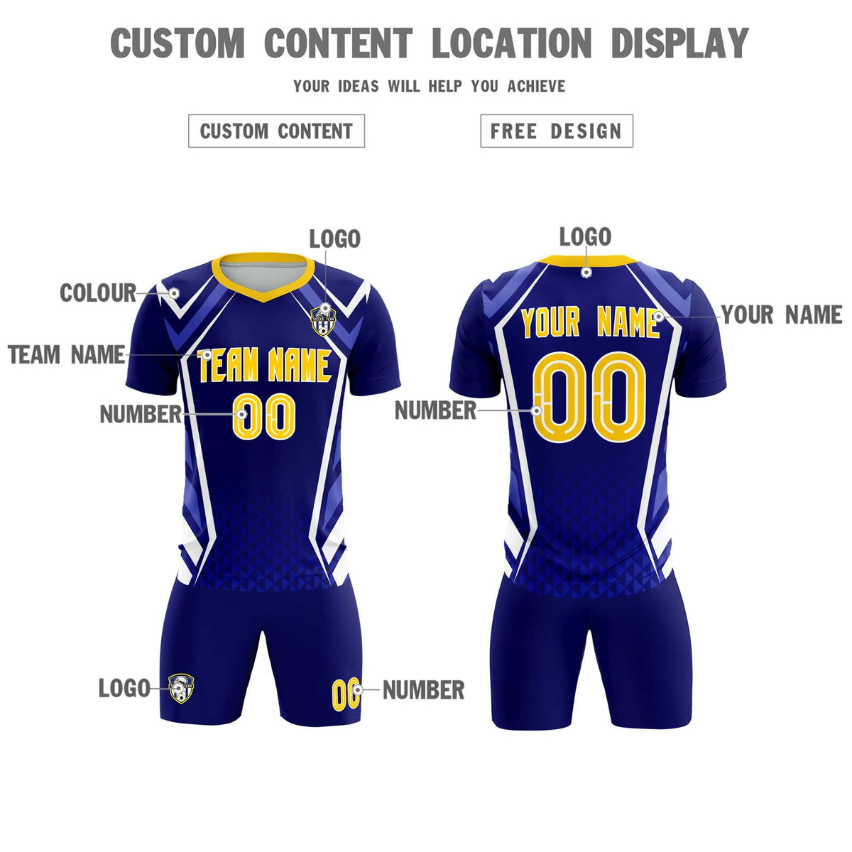 Custom Royal Abstract Breathable Football Kit Jersey