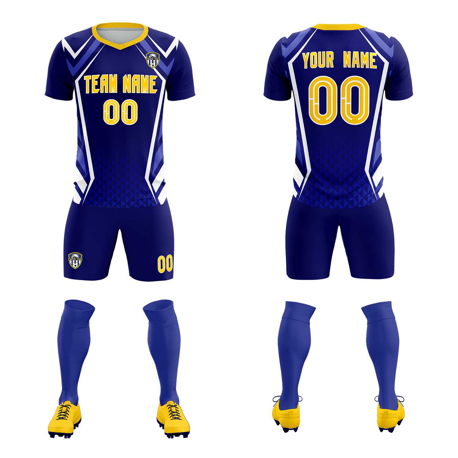 Custom Royal Abstract Breathable Football Kit Jersey