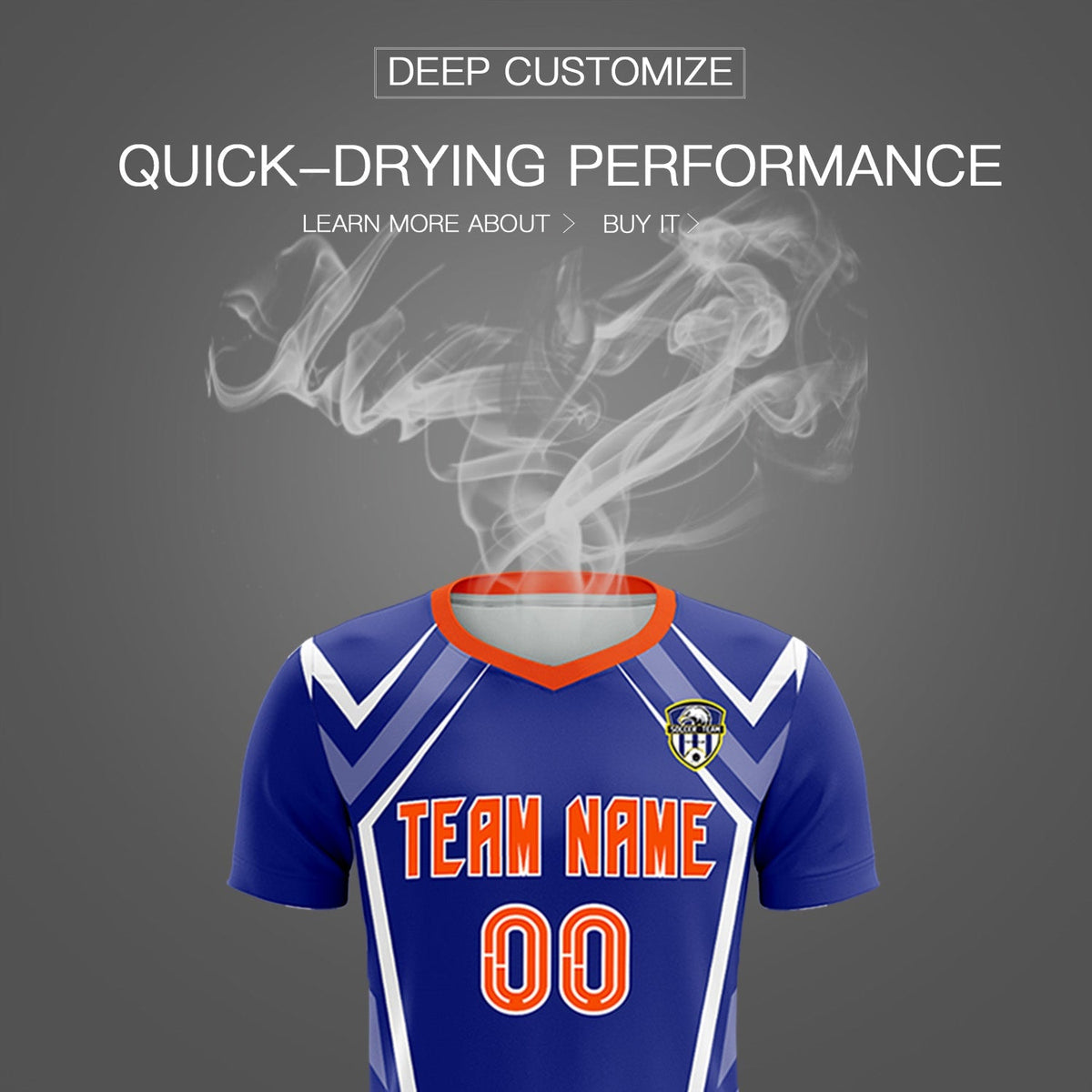 Custom Royal Abstract Breathable Football Kit Jersey