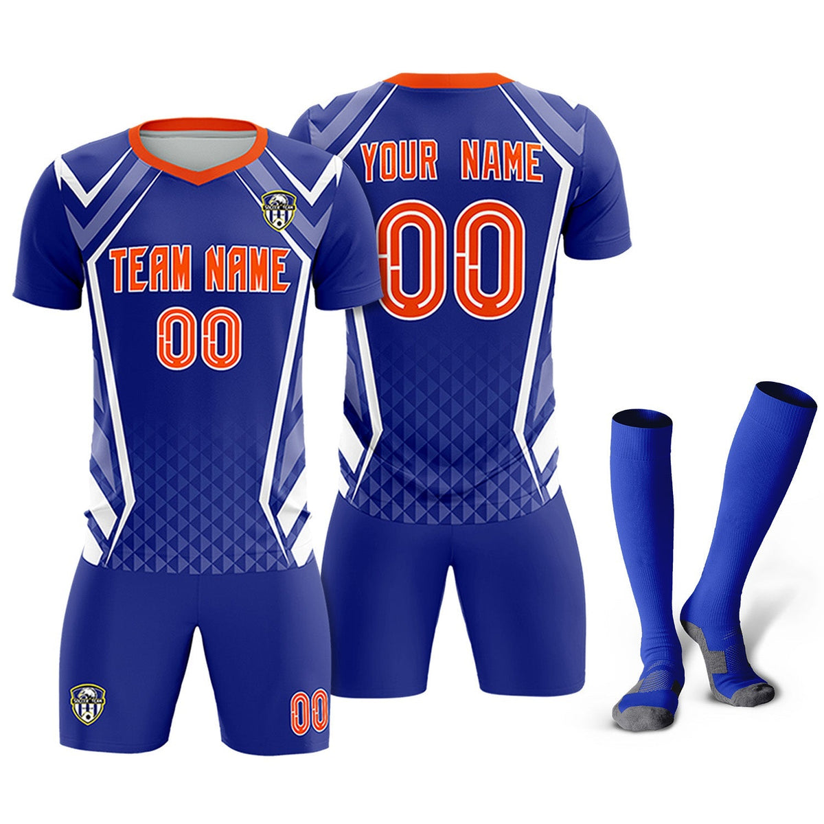 Custom Royal Abstract Breathable Football Kit Jersey