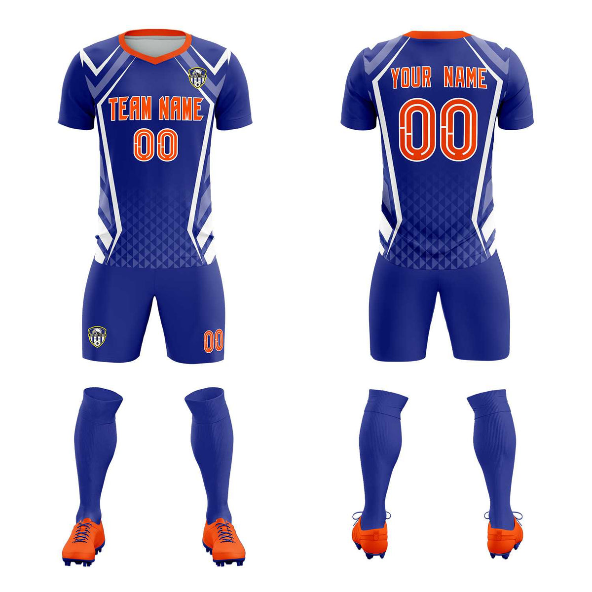 Custom Royal Abstract Breathable Football Kit Jersey