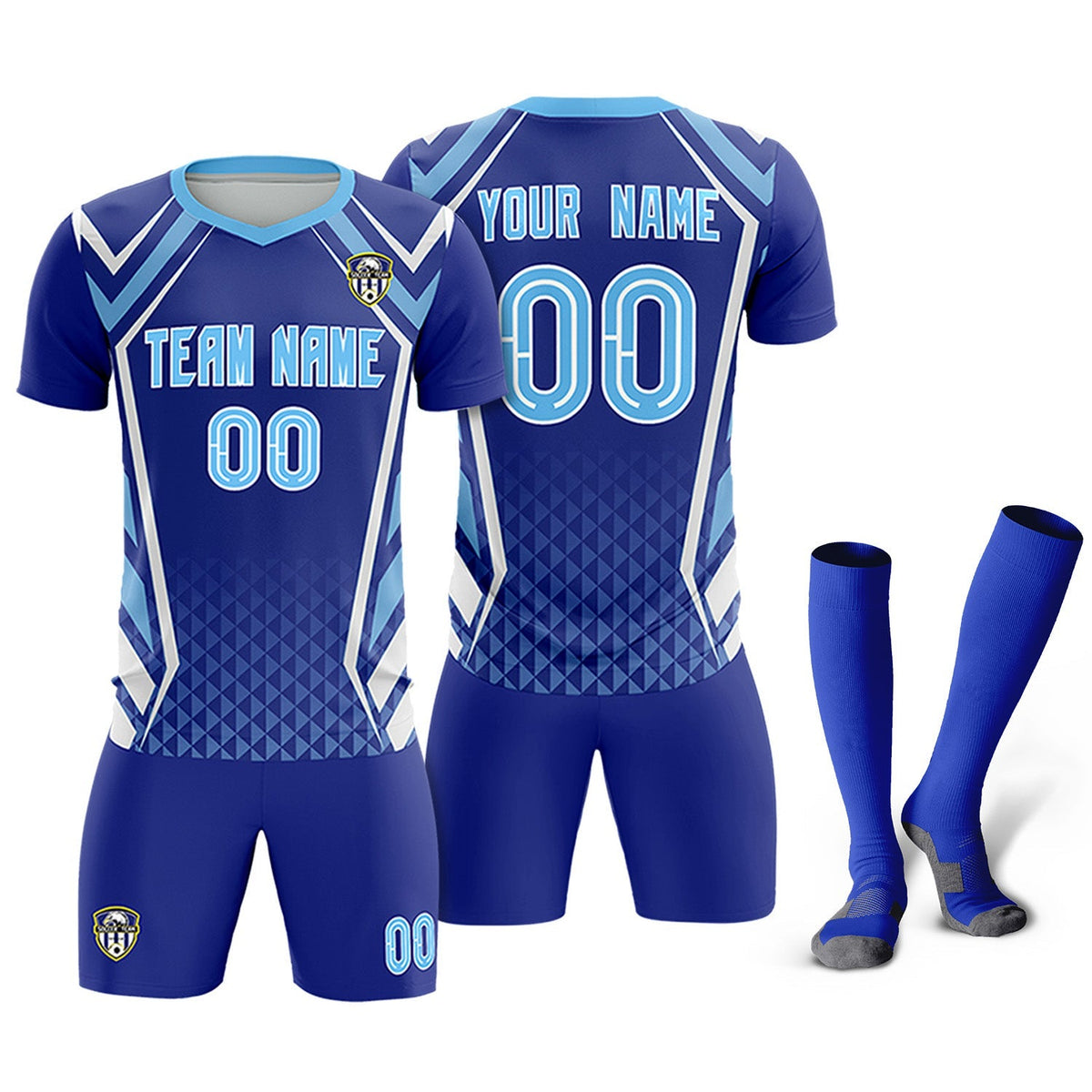 Custom Royal Abstract Breathable Football Kit Jersey