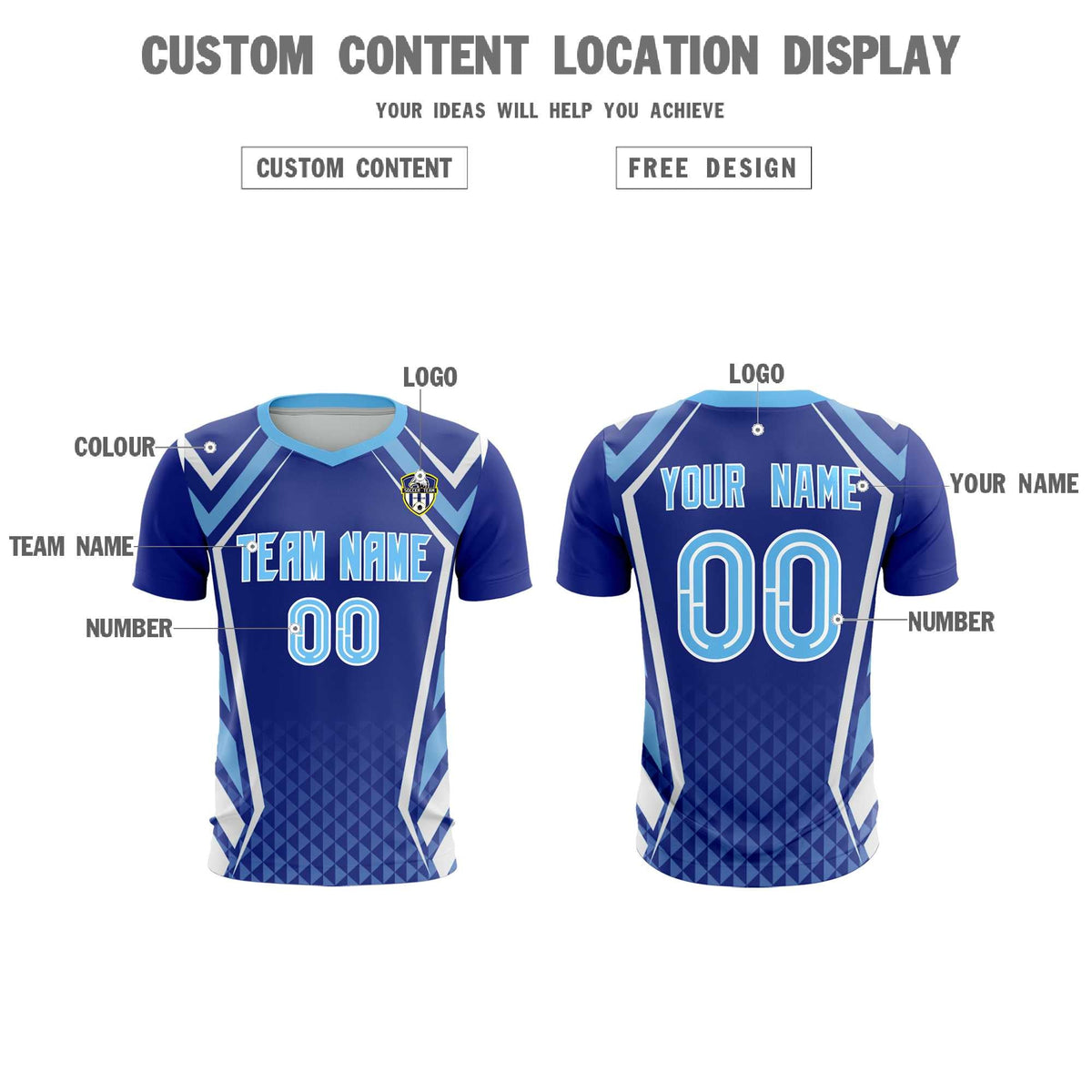 Custom Royal Abstract Breathable Football Kit Jersey
