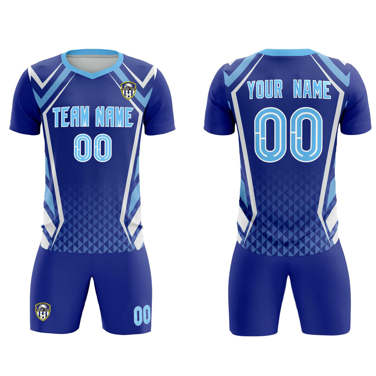 Custom Royal Abstract Breathable Football Kit Jersey