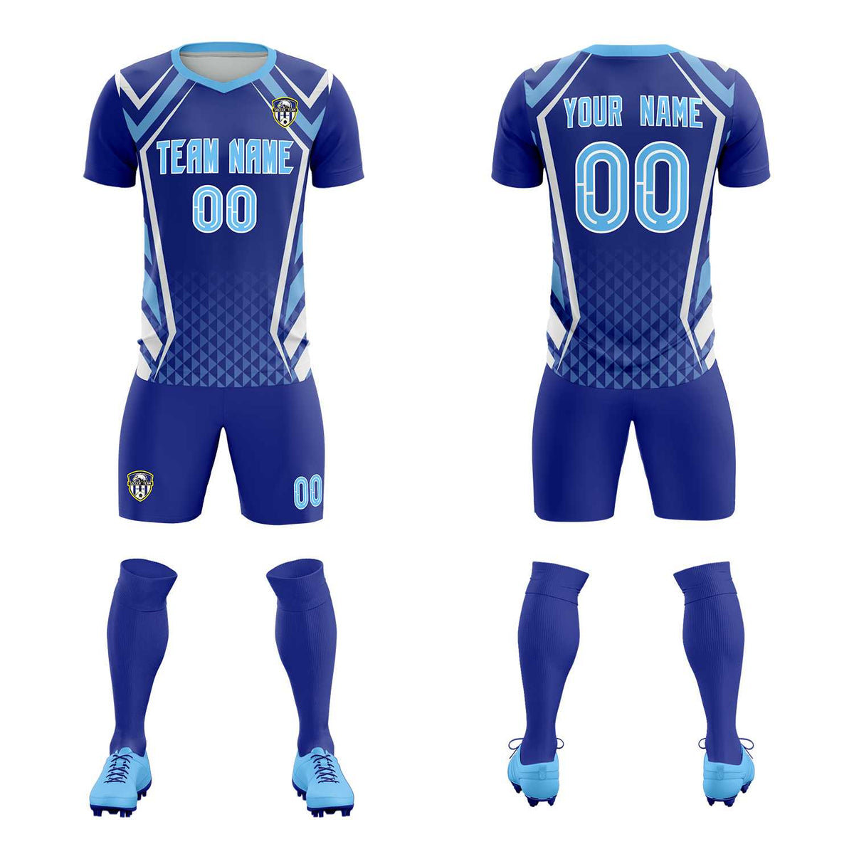 Custom Royal Abstract Breathable Football Kit Jersey