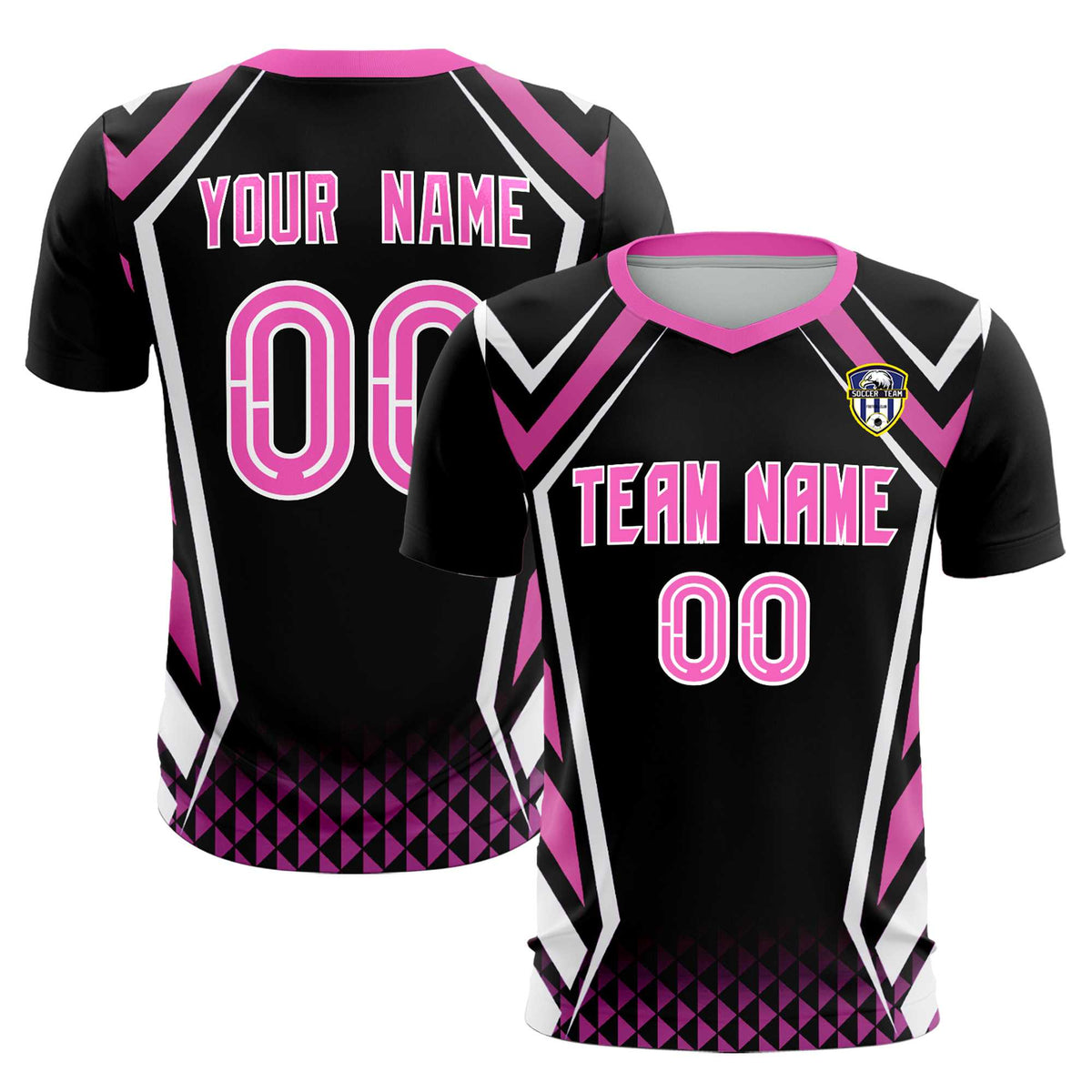 Custom Black Abstract Breathable Football Kit Jersey