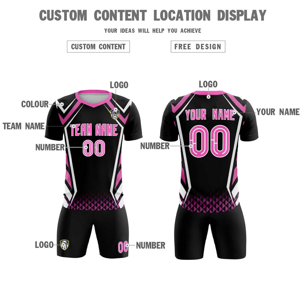 Custom Black Abstract Breathable Football Kit Jersey