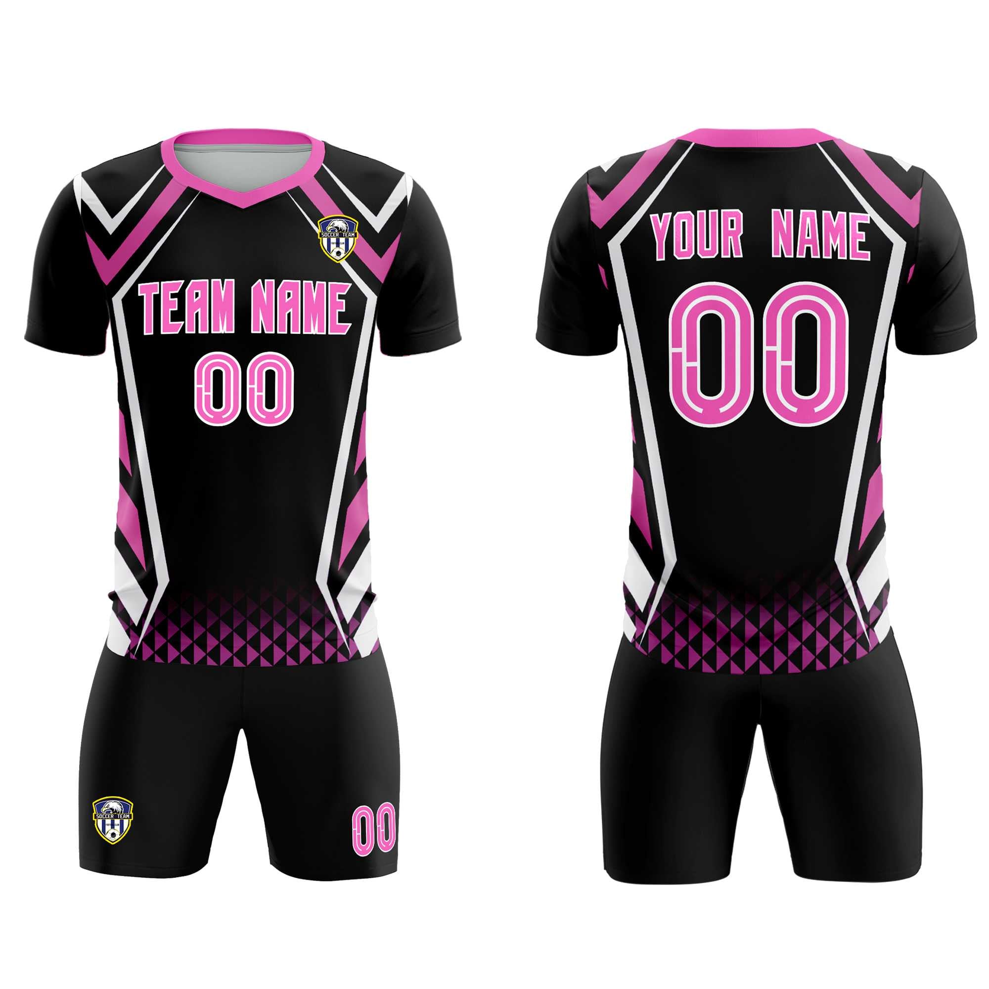 Custom Black Abstract Breathable Football Kit Jersey