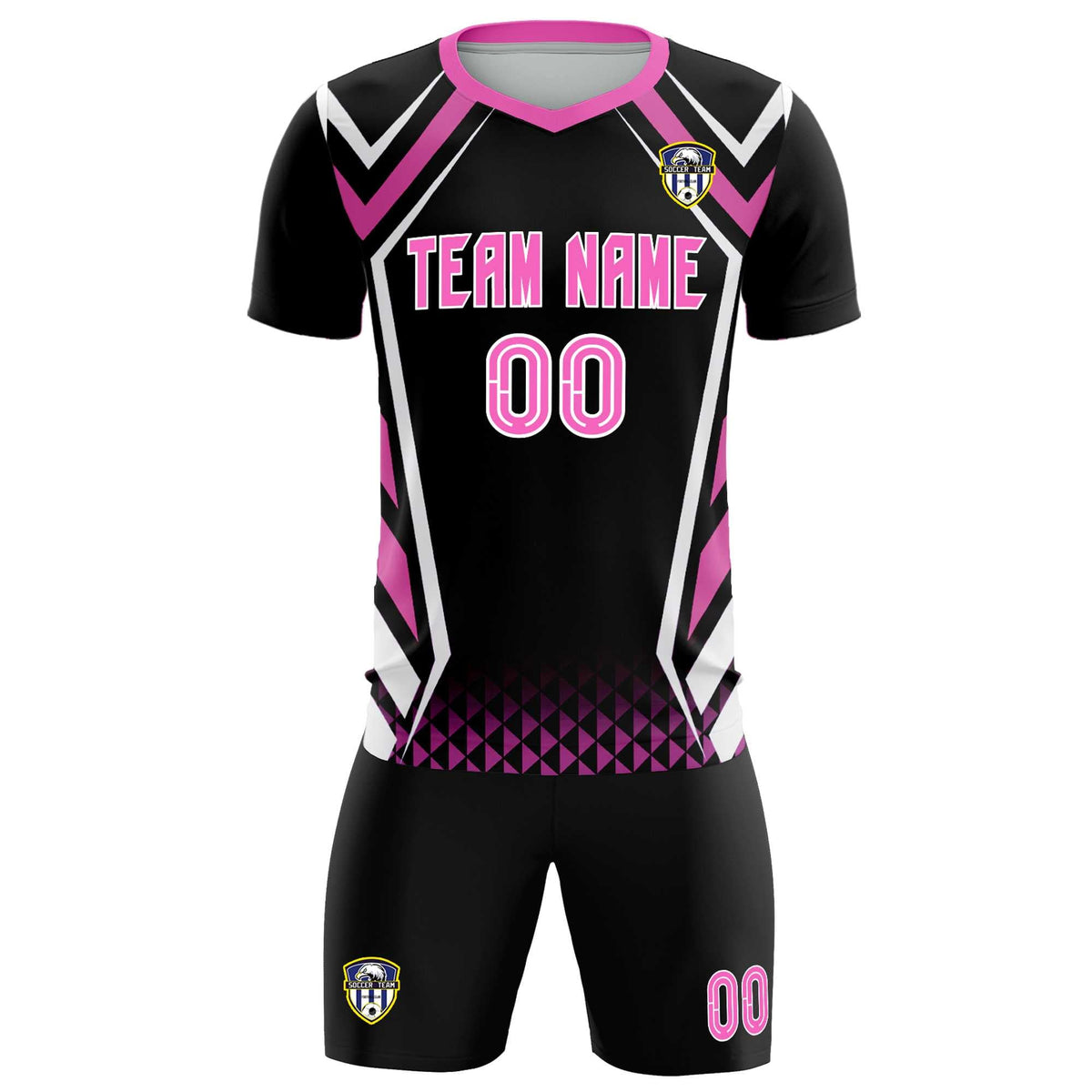 Custom Black Abstract Breathable Football Kit Jersey