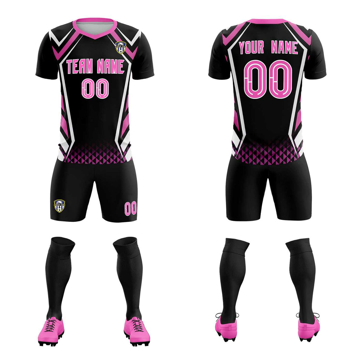 Custom Black Abstract Breathable Football Kit Jersey