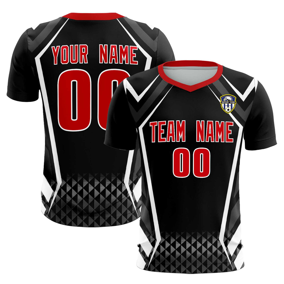 Custom Black Abstract Breathable Football Kit Jersey