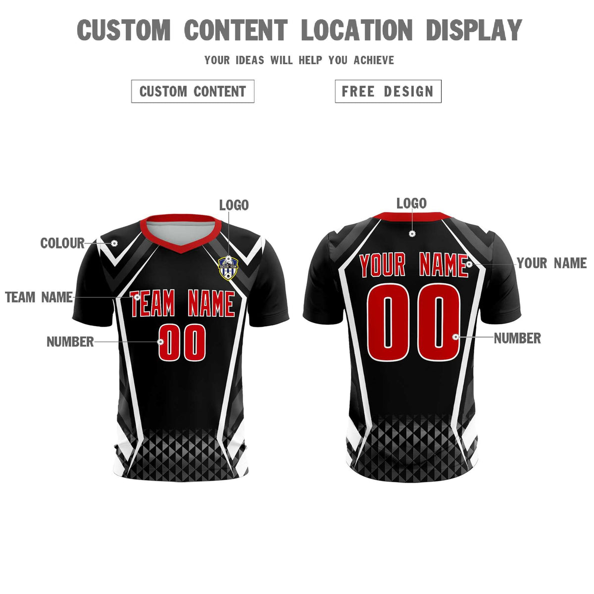 Custom Black Abstract Breathable Football Kit Jersey
