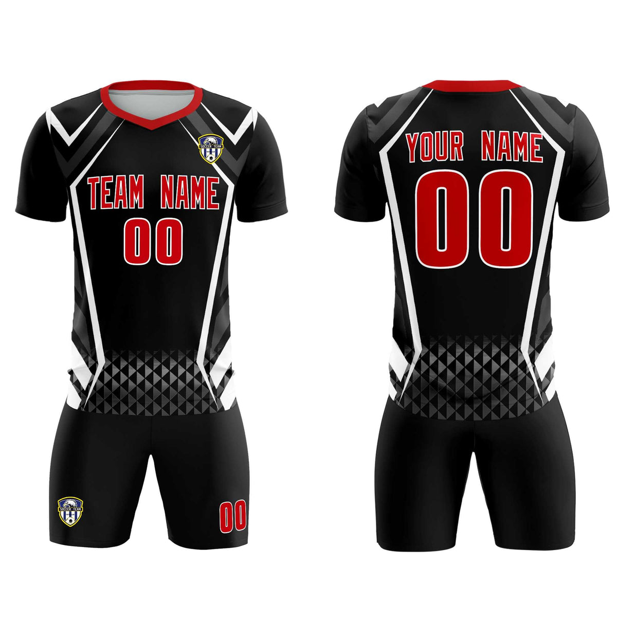 Custom Black Abstract Breathable Football Kit Jersey