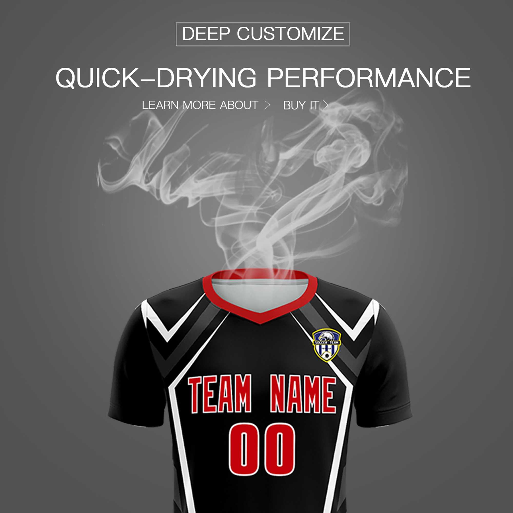 Custom Black Abstract Breathable Football Kit Jersey