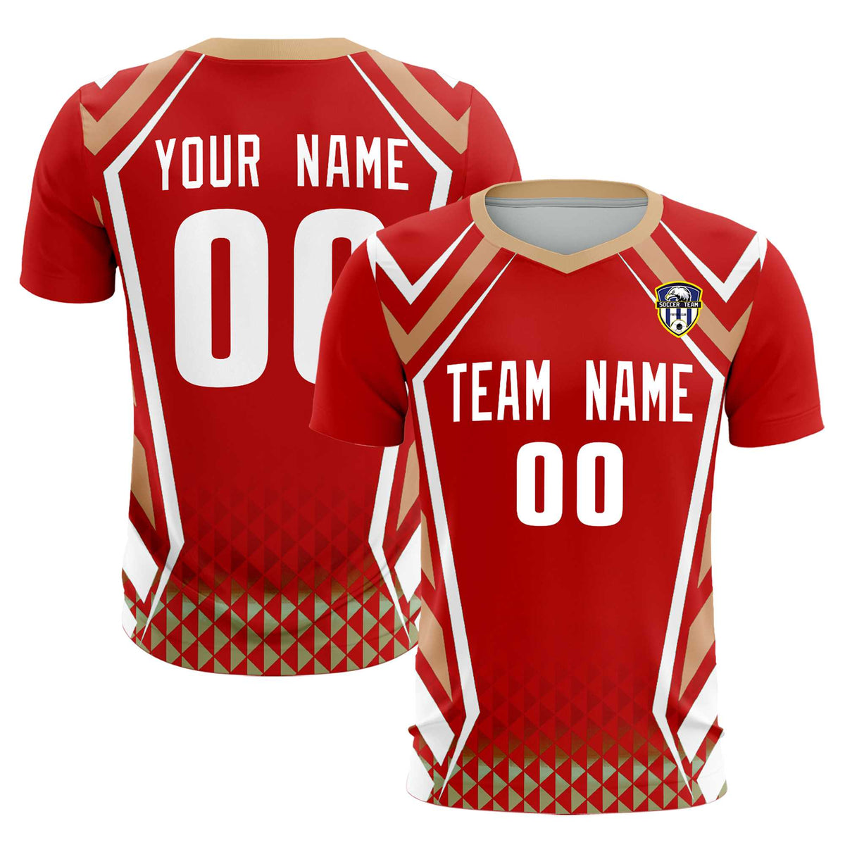 Custom Red Abstract Breathable Football Kit Jersey