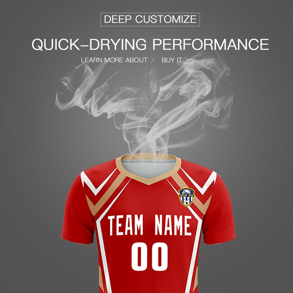 Custom Red Abstract Breathable Football Kit Jersey