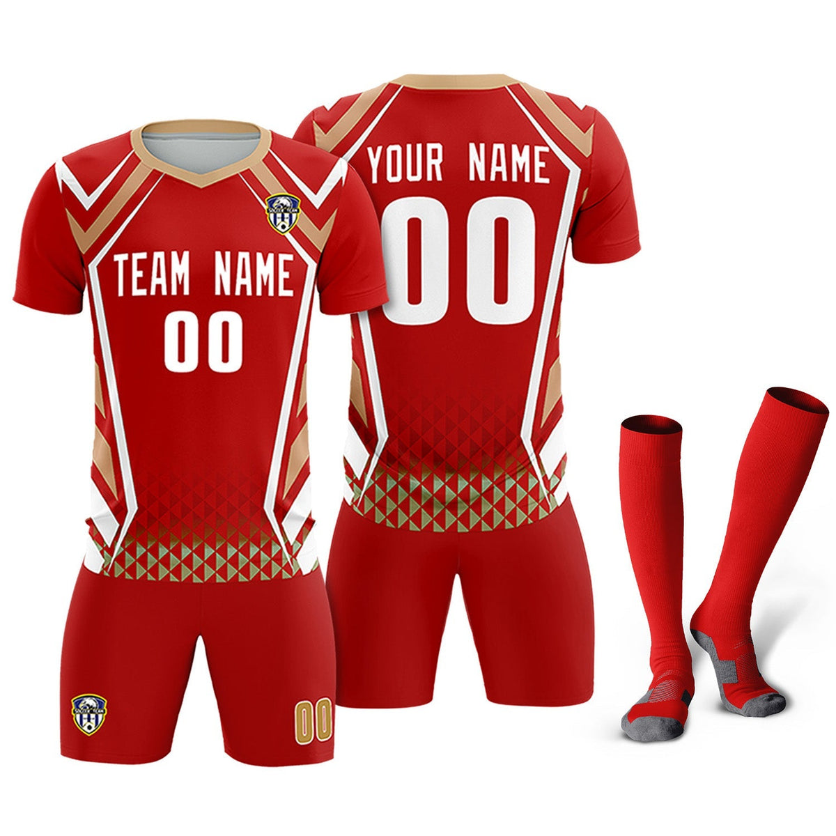 Custom Red Abstract Breathable Football Kit Jersey