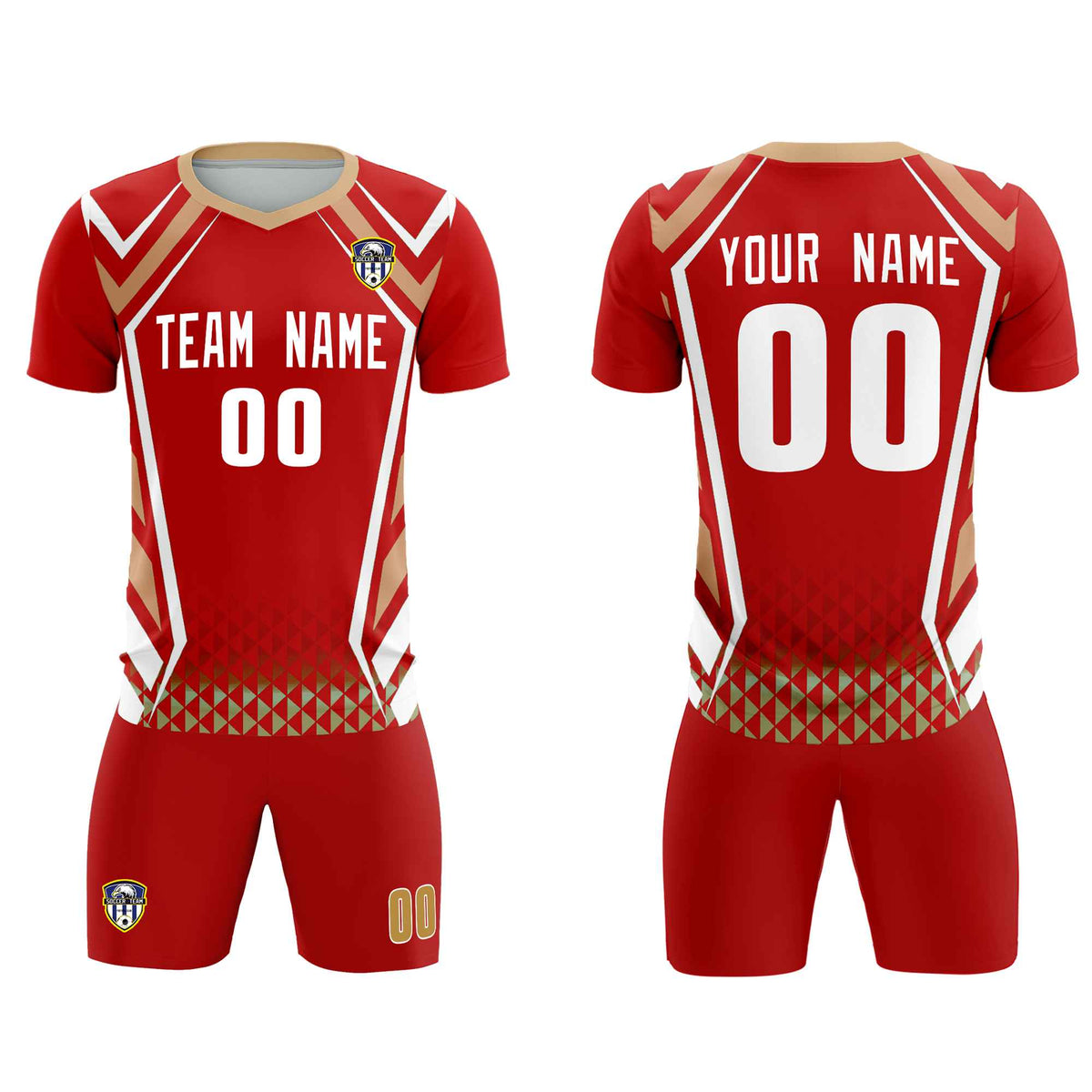Custom Red Abstract Breathable Football Kit Jersey