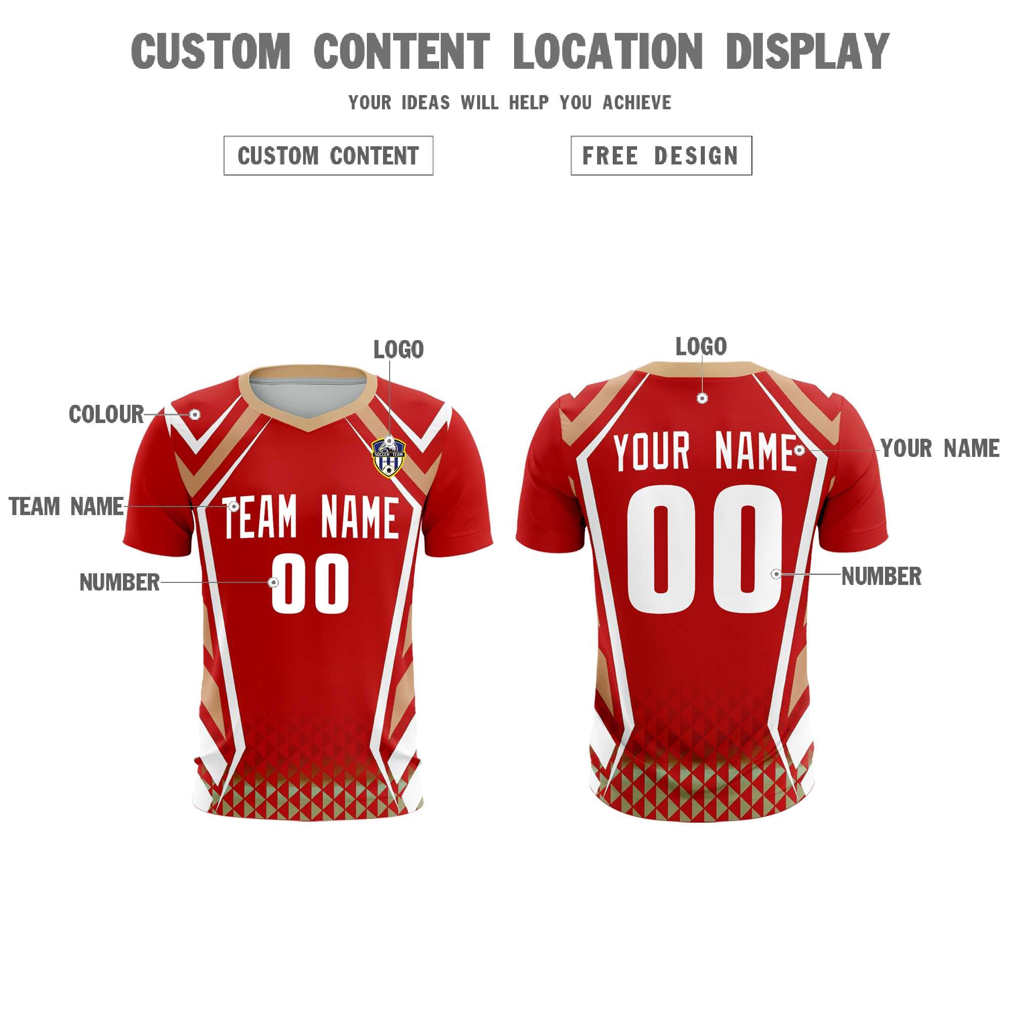 Custom Red Abstract Breathable Football Kit Jersey