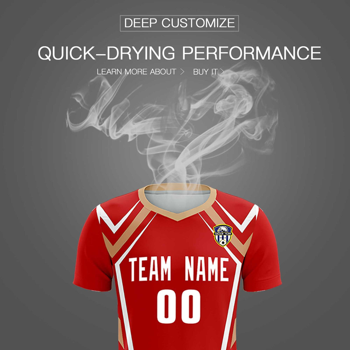 Custom Red Abstract Breathable Football Kit Jersey