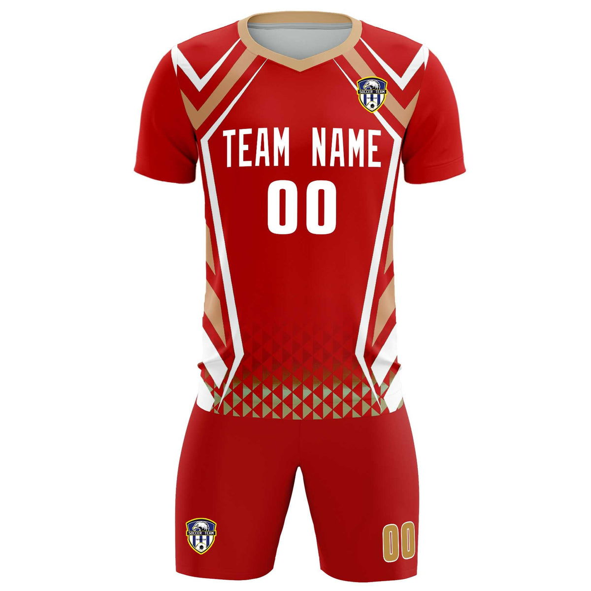 Custom Red Abstract Breathable Football Kit Jersey
