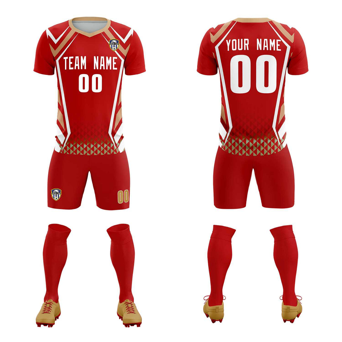 Custom Red Abstract Breathable Football Kit Jersey