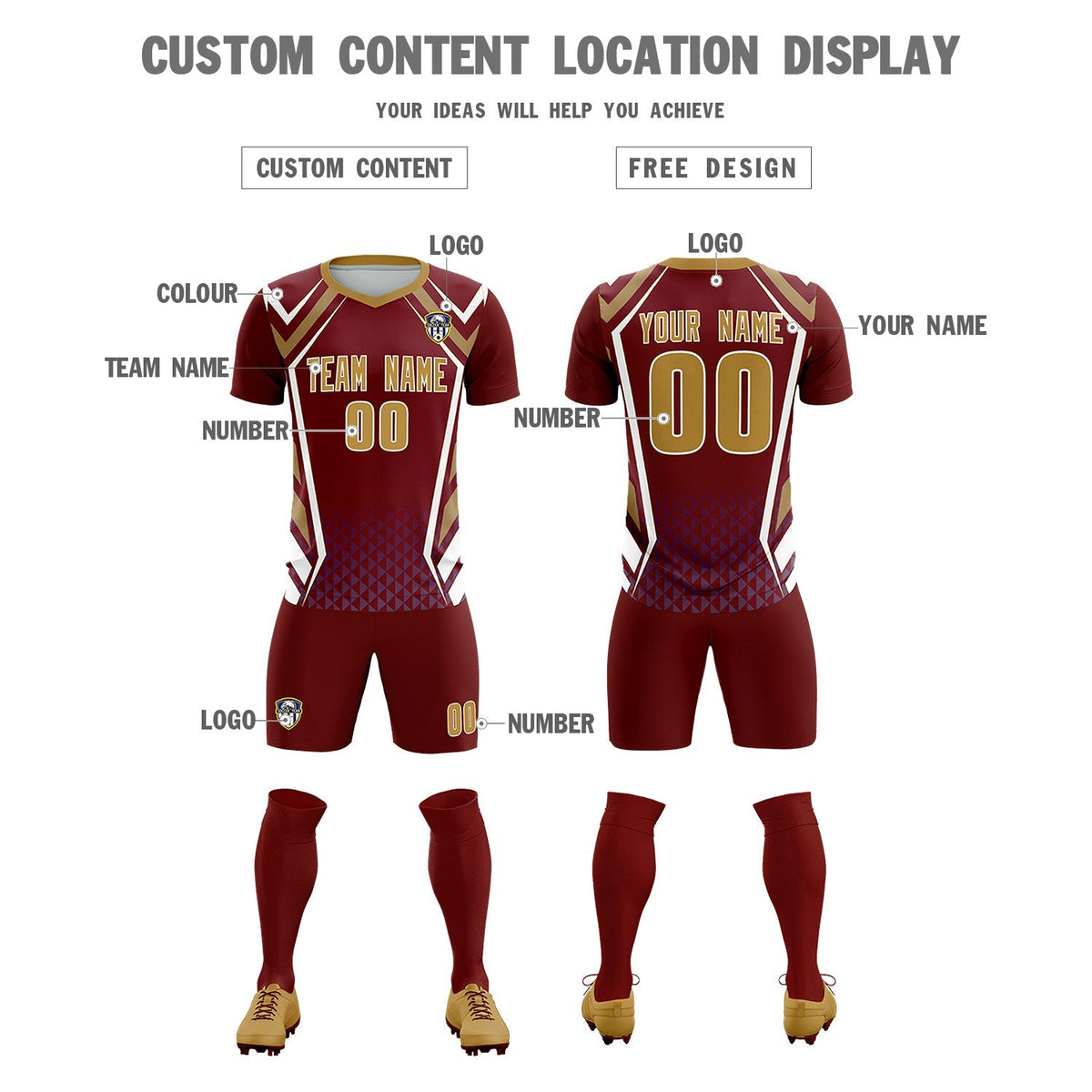 Custom Crimson Abstract Breathable Football Kit Jersey