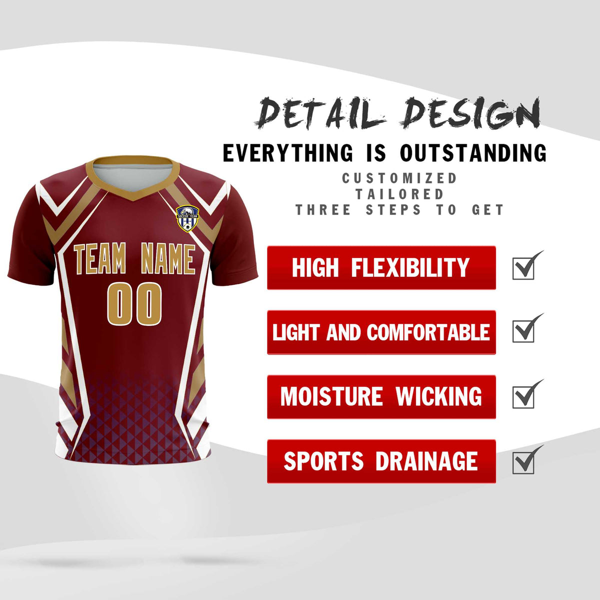 Custom Crimson Abstract Breathable Football Kit Jersey