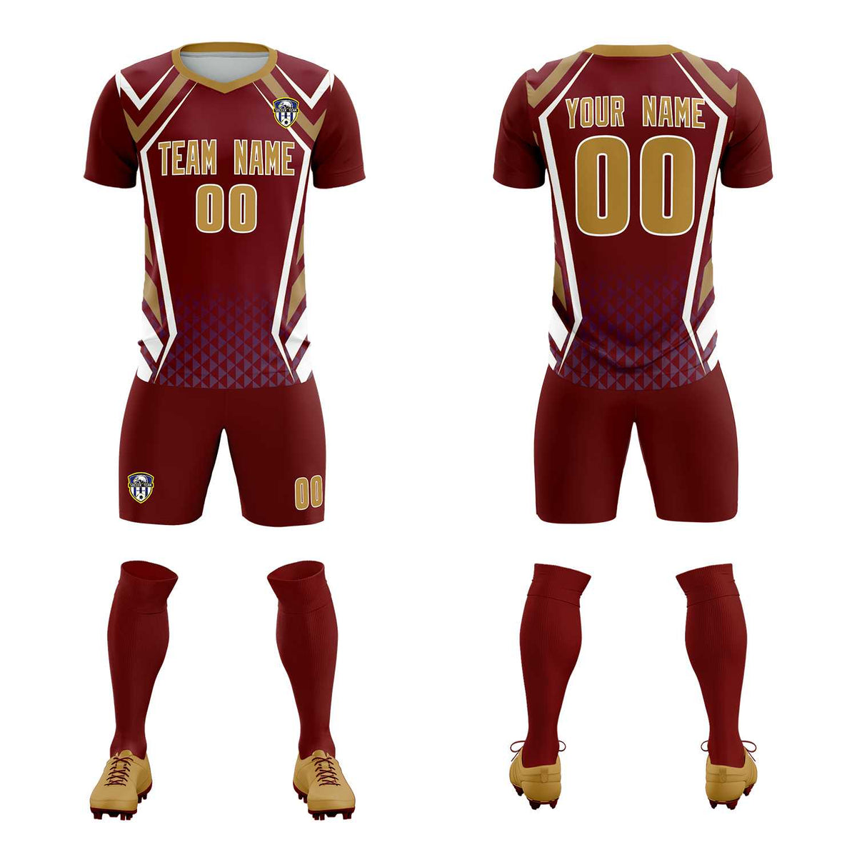 Custom Crimson Abstract Breathable Football Kit Jersey