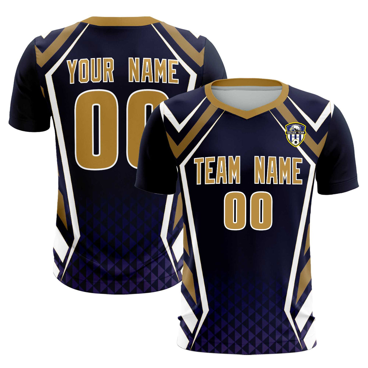 Custom Navy Abstract Breathable Football Kit Jersey