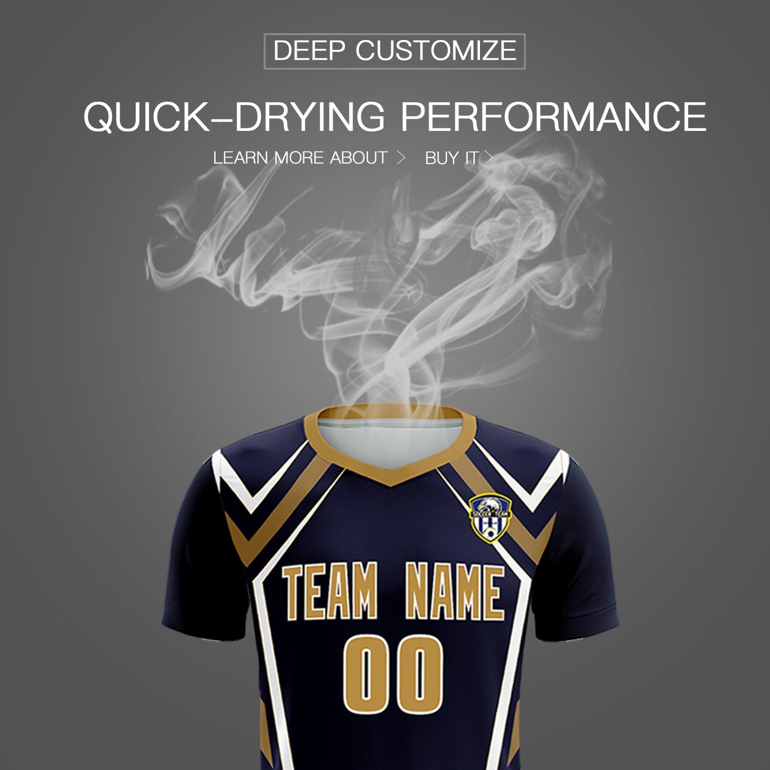Custom Navy Abstract Breathable Football Kit Jersey