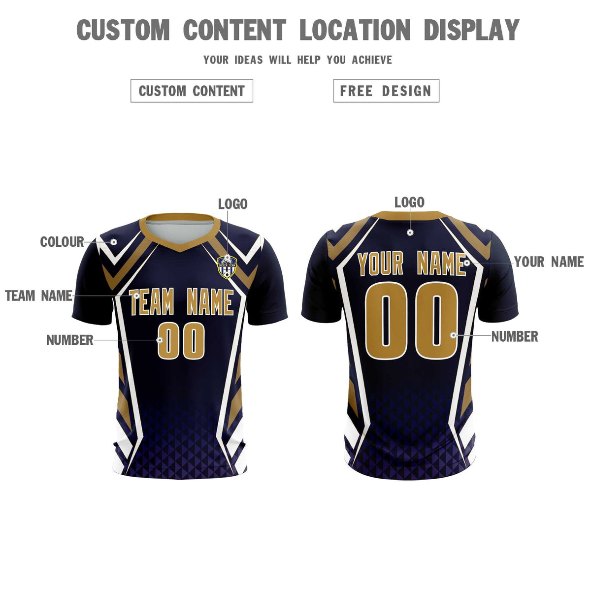 Custom Navy Abstract Breathable Football Kit Jersey