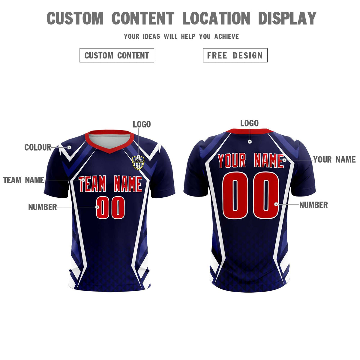 Custom Navy Abstract Breathable Football Kit Jersey