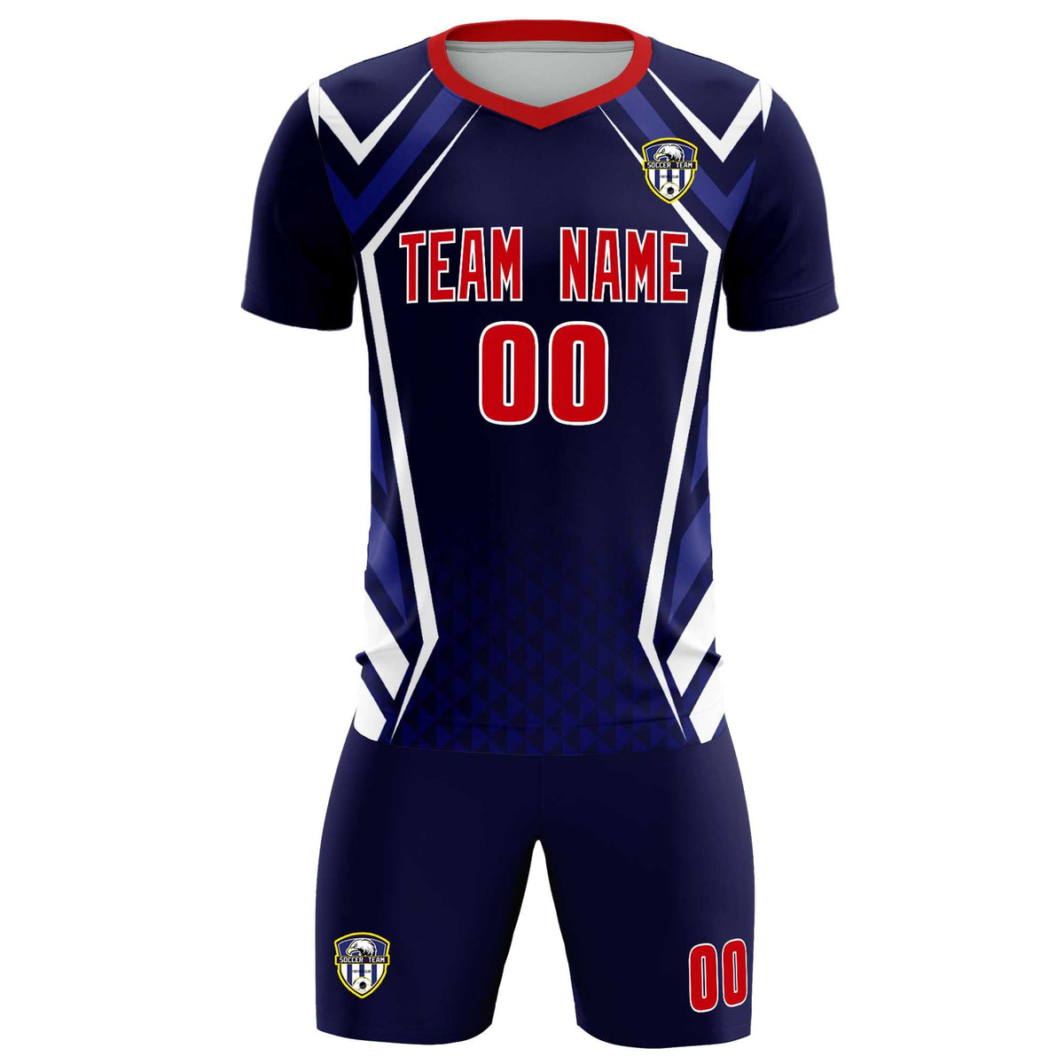 Custom Navy Abstract Breathable Football Kit Jersey