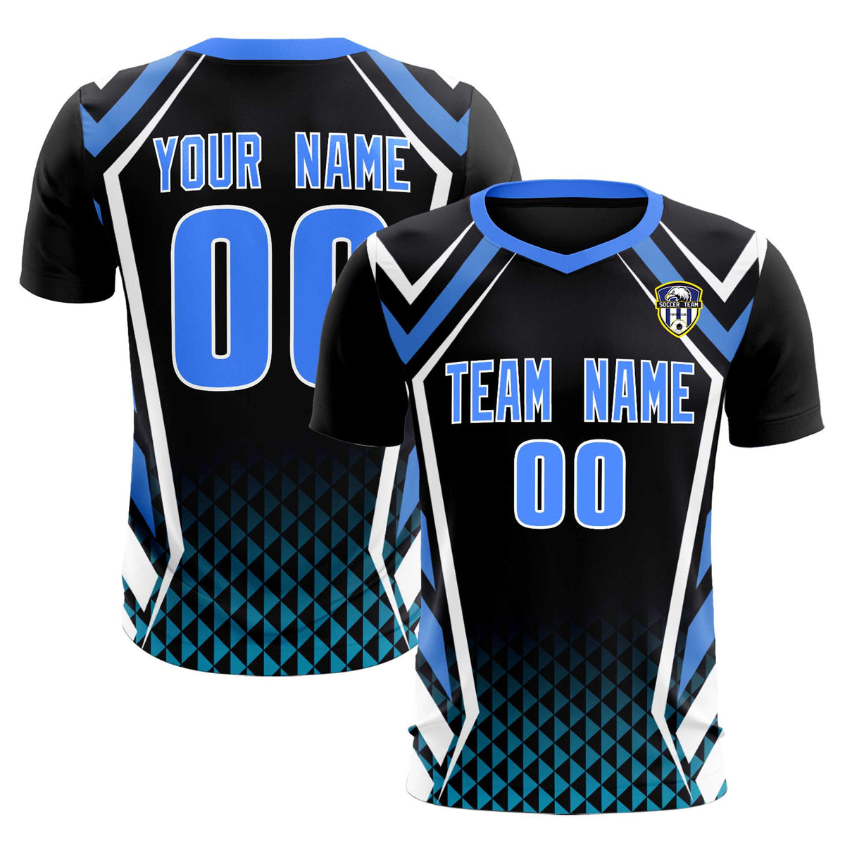 Custom Black Abstract Breathable Football Kit Jersey