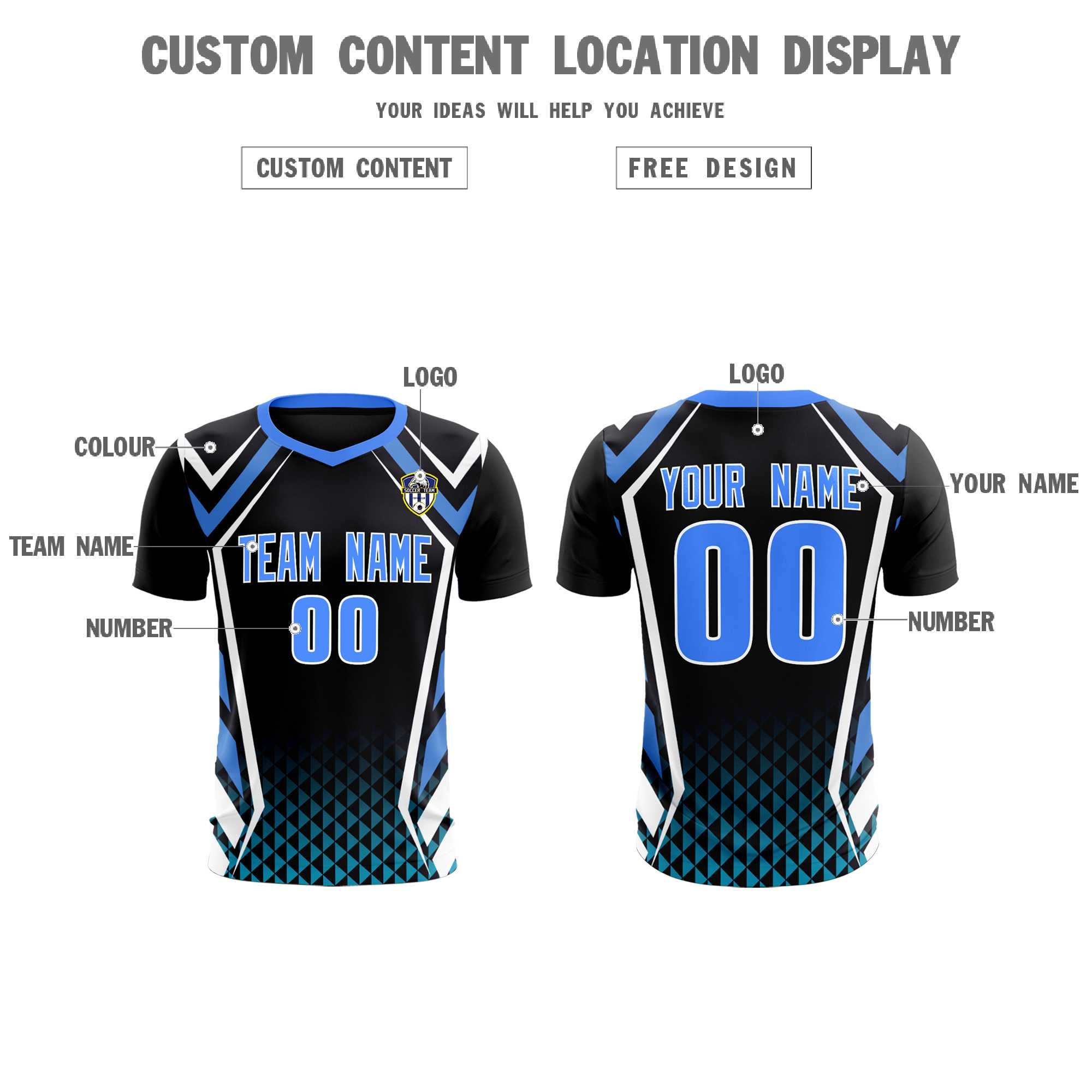 Custom Black Abstract Breathable Football Kit Jersey