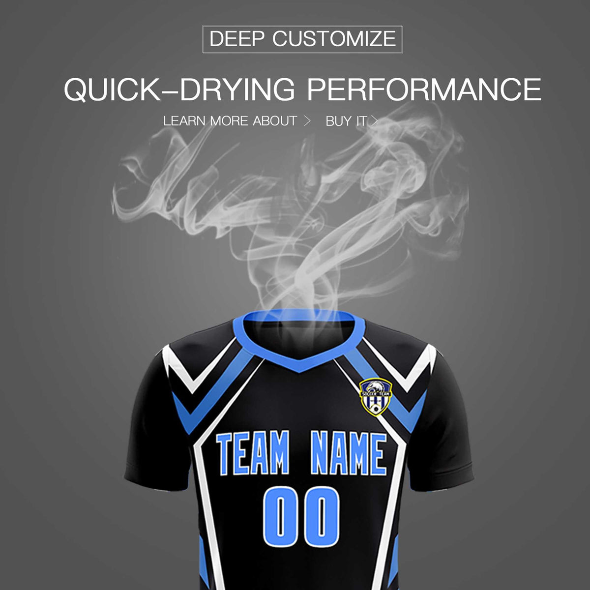 Custom Black Abstract Breathable Football Kit Jersey