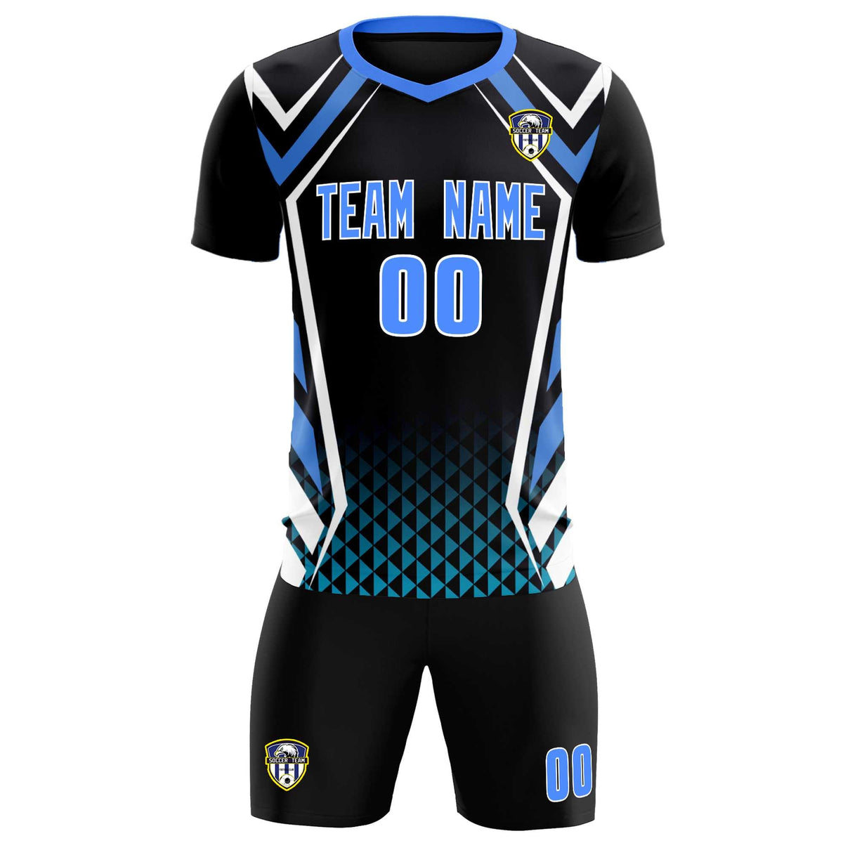 Custom Black Abstract Breathable Football Kit Jersey