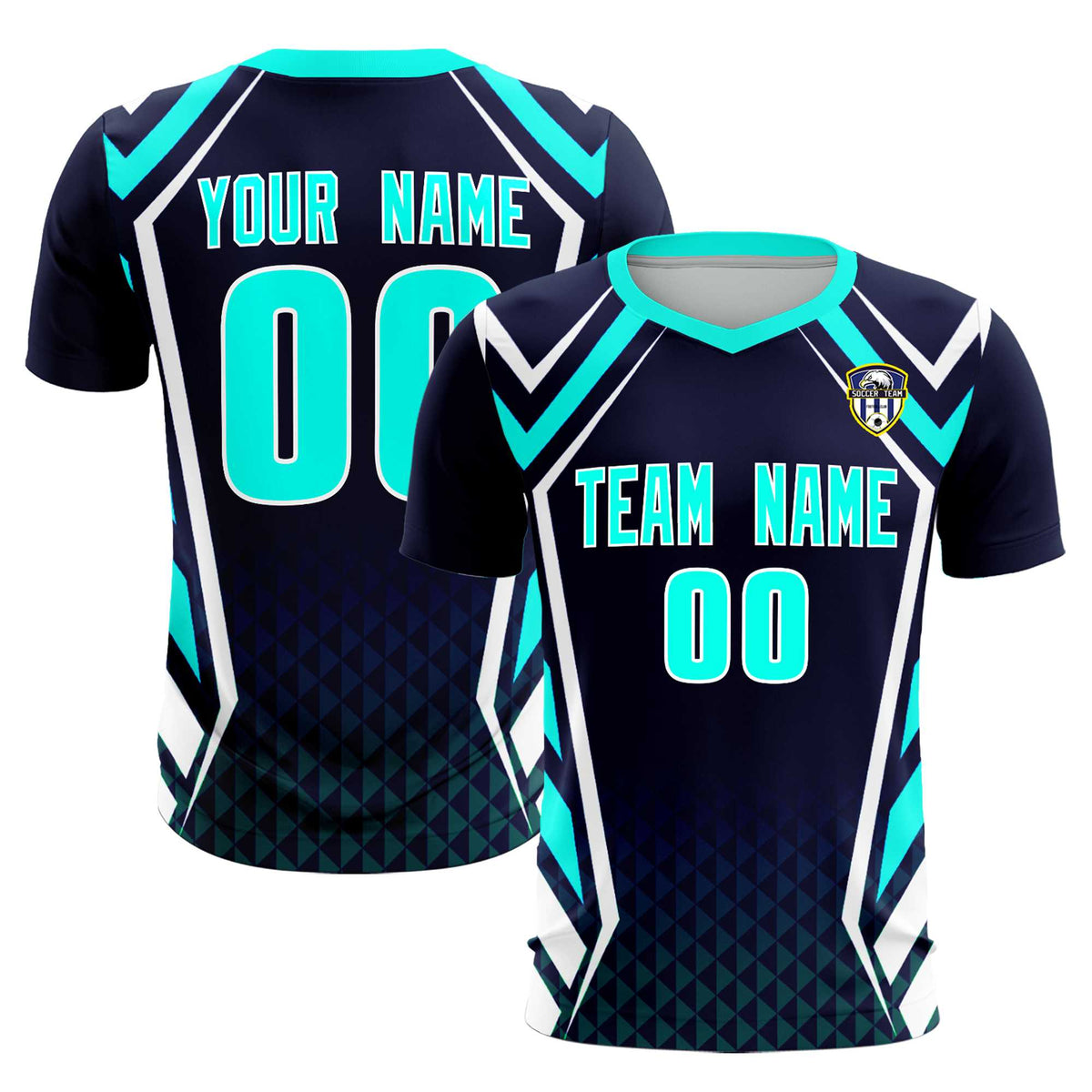 Custom Navy Abstract Breathable Football Kit Jersey