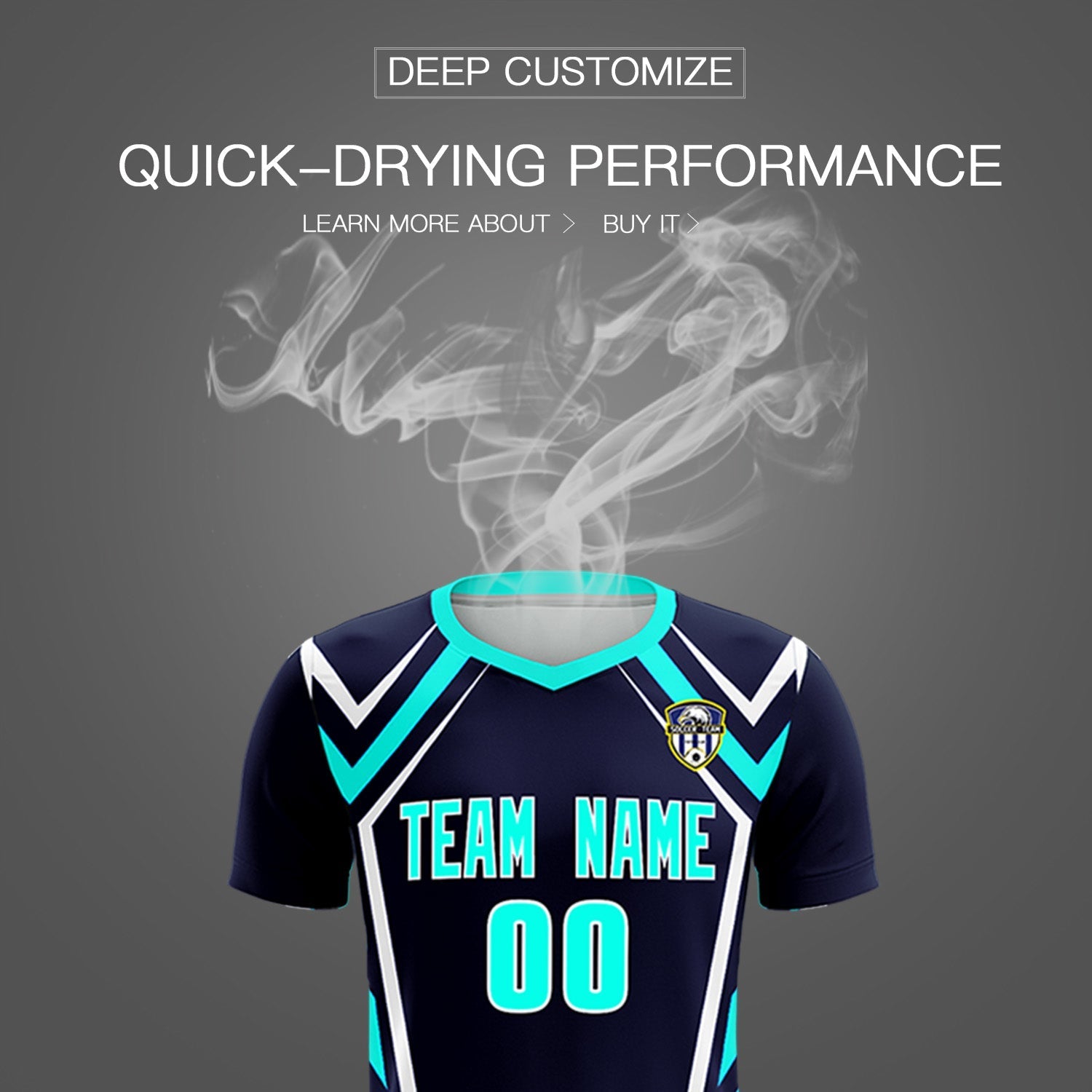 Custom Navy Abstract Breathable Football Kit Jersey