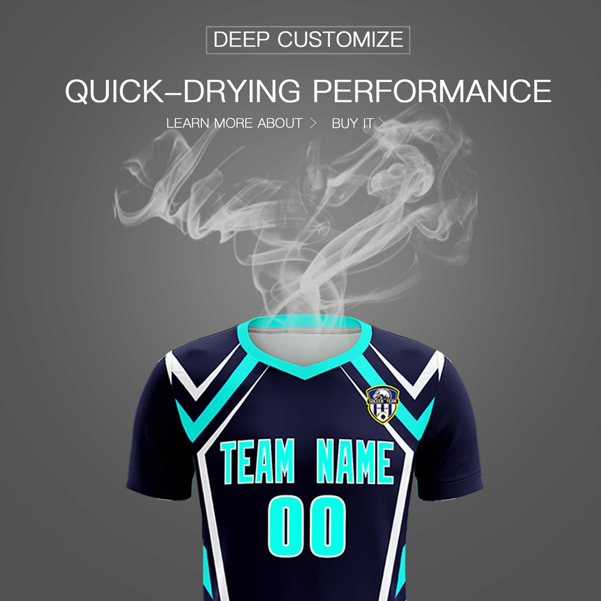 Custom Navy Abstract Breathable Football Kit Jersey
