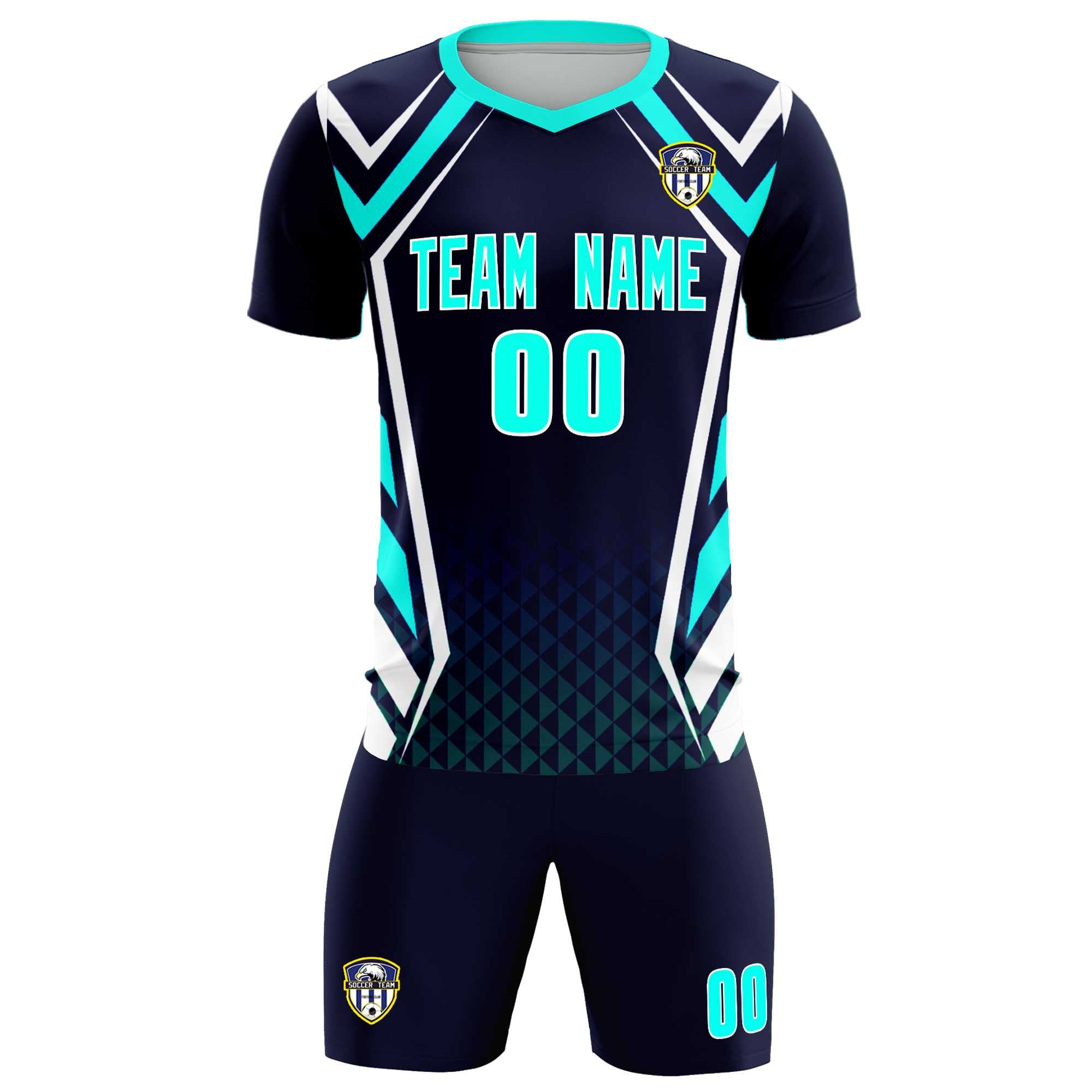 Custom Navy Abstract Breathable Football Kit Jersey