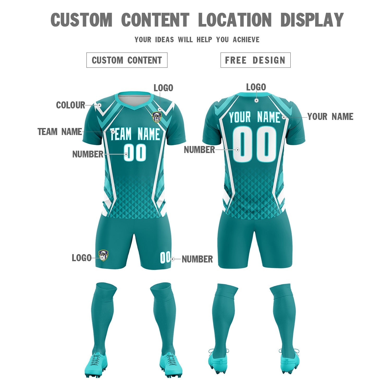 Custom Sky Blue Abstract Breathable Football Kit Jersey