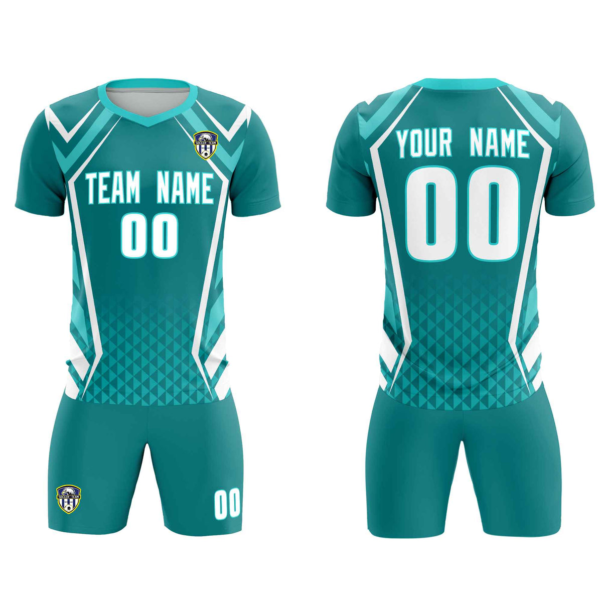 Custom Sky Blue Abstract Breathable Football Kit Jersey