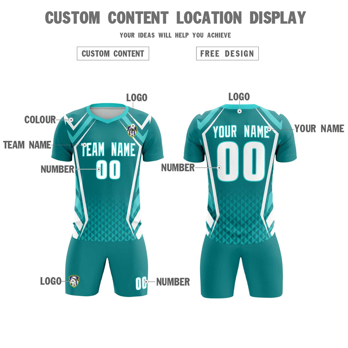 Custom Sky Blue Abstract Breathable Football Kit Jersey