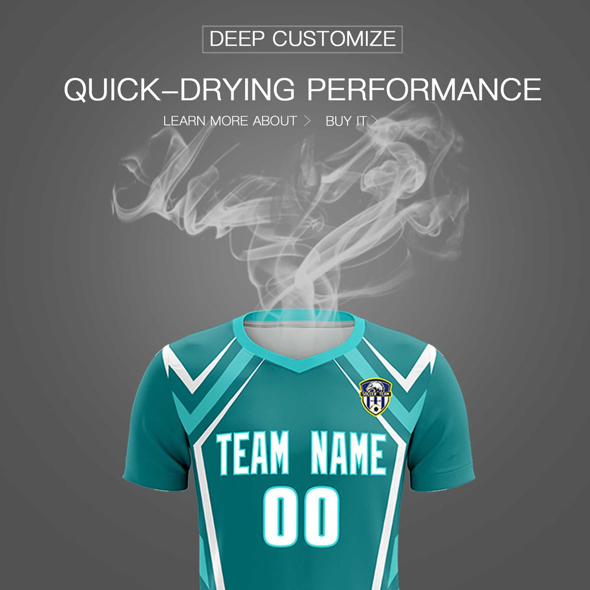 Custom Sky Blue Abstract Breathable Football Kit Jersey