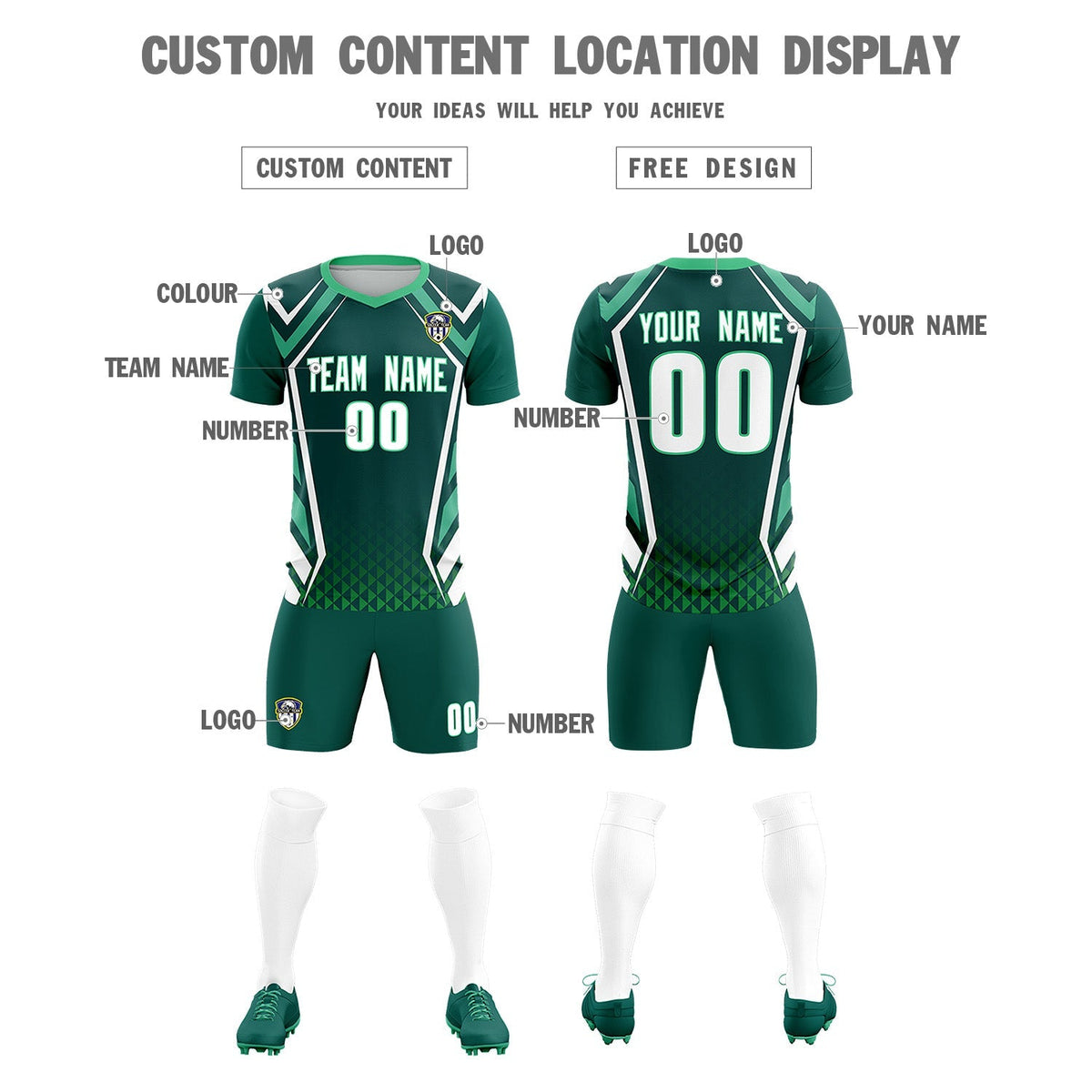 Custom Aqua Abstract Breathable Football Kit Jersey