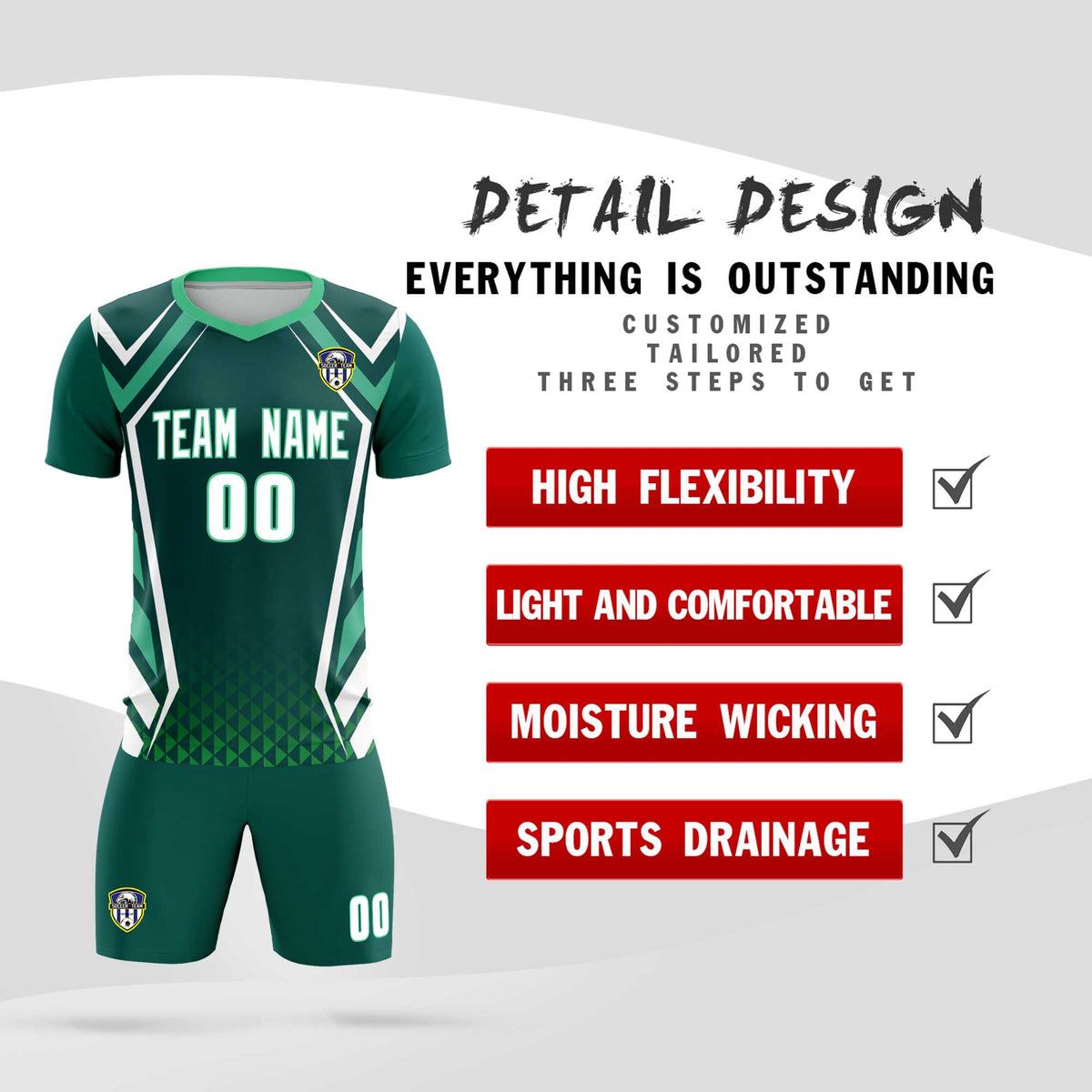Custom Aqua Abstract Breathable Football Kit Jersey